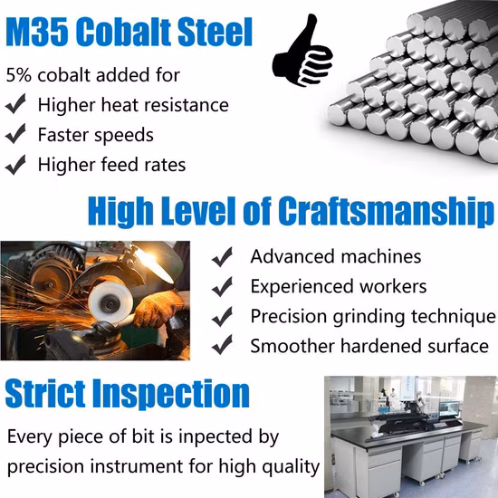 Twist Drill Bits DIN 338, DIN340, DIN333, Fully Ground, Half Ground, HSS 4241, 4341, M2, M35, Work for Metal, Stainless Steel, Aluminium, Plastic